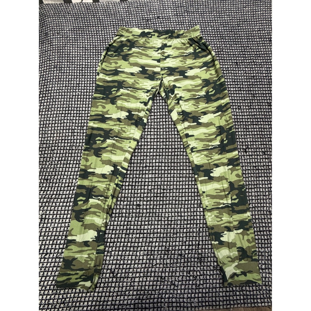 Bobbie Brooks Leggings Ladies M Green Camo Print Jogger Pants